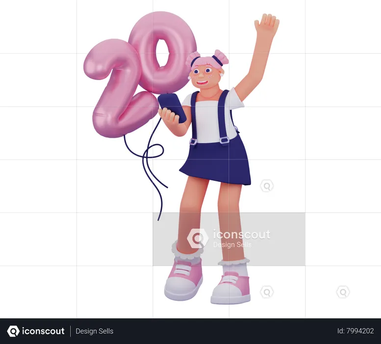 Woman Celebrating Birthday  3D Illustration