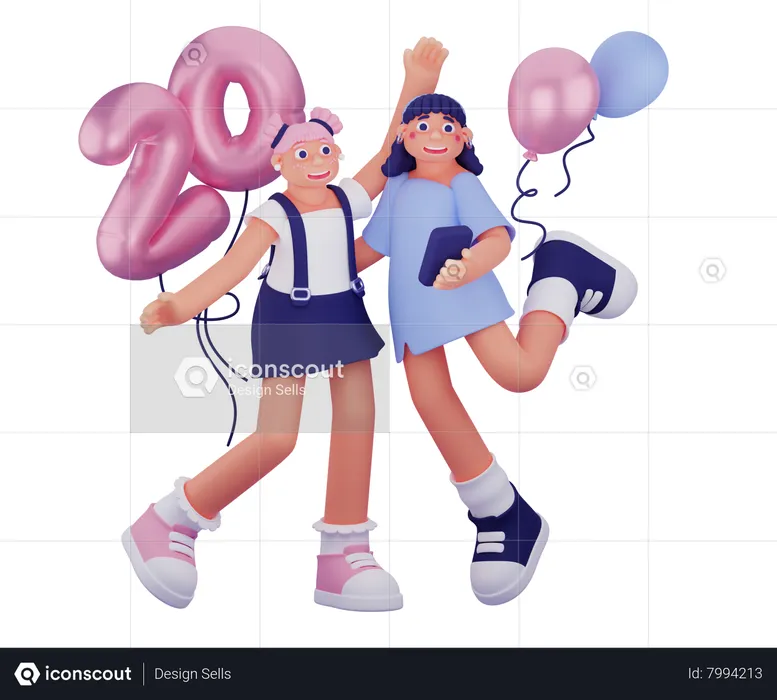 Woman Celebrating Birthday  3D Illustration