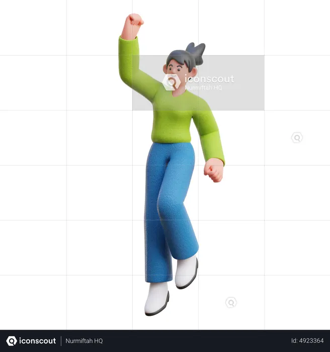 Woman celebrating Winning pose  3D Illustration