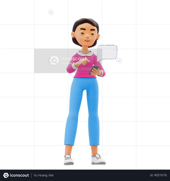 Woman chatting on mobile  3D Illustration