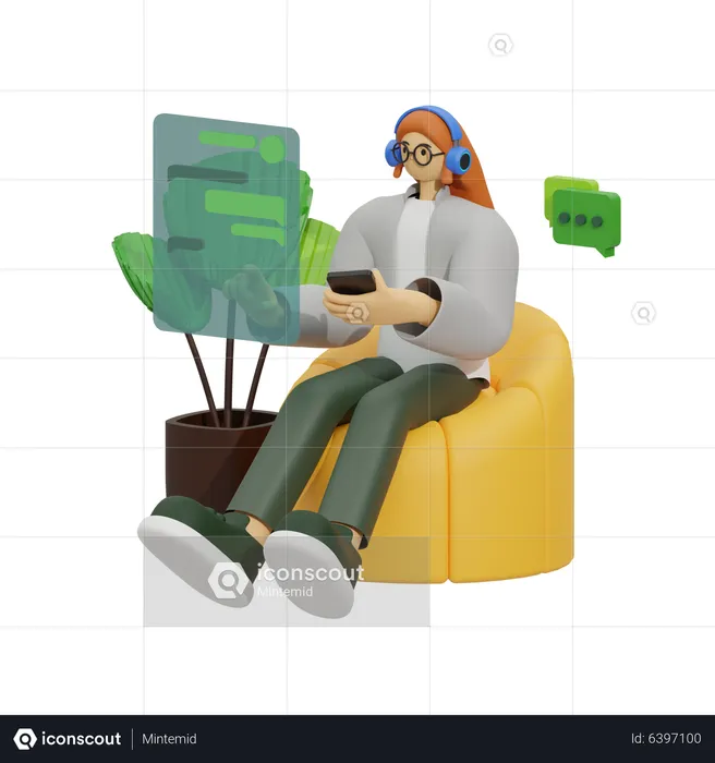 Woman chatting on sofa  3D Illustration