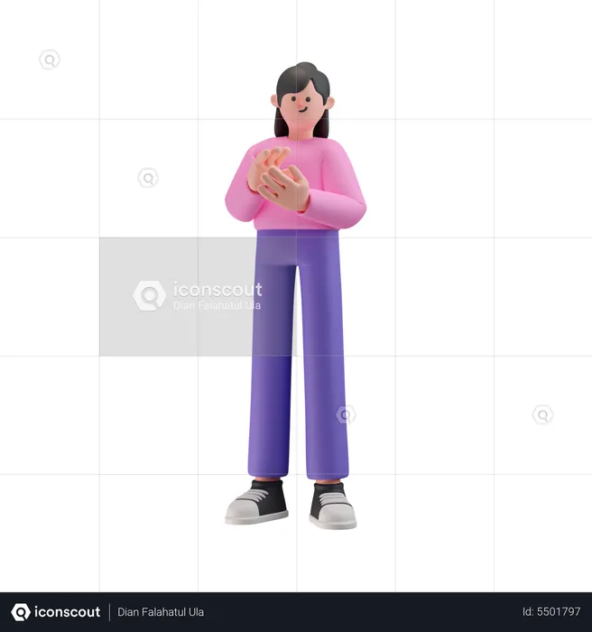 Woman clapping hands  3D Illustration
