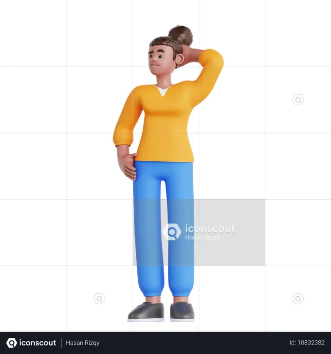 Woman Confused  3D Illustration