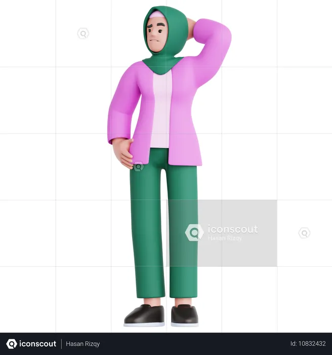 Woman Confused  3D Illustration