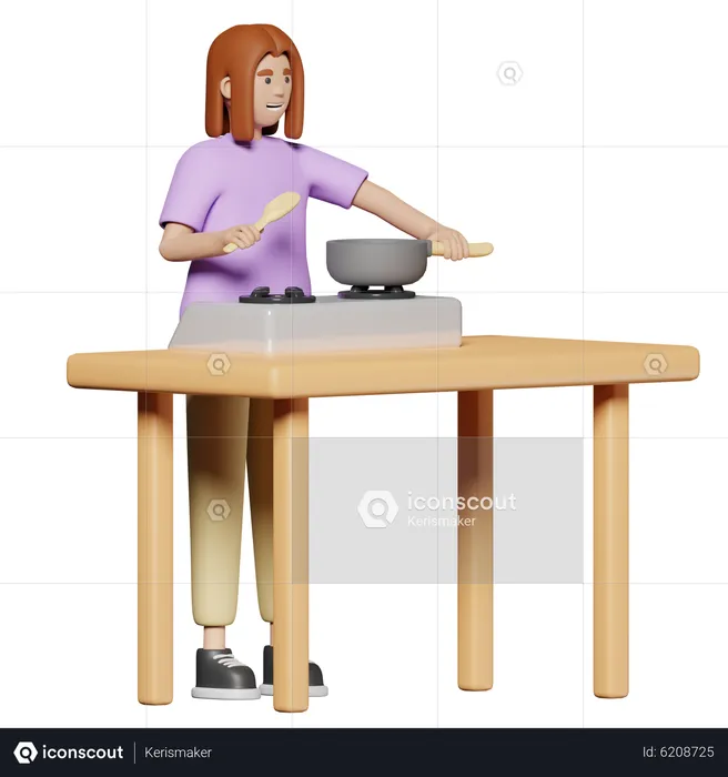 Woman cooking  3D Illustration