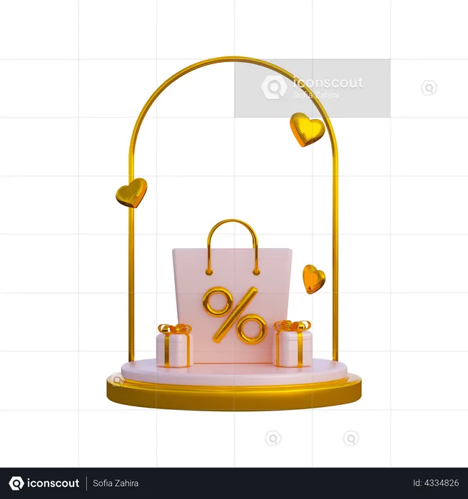 Woman Day Shopping Discount Podium  3D Illustration