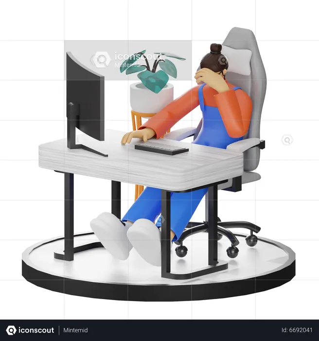 Woman dizziness at work  3D Illustration