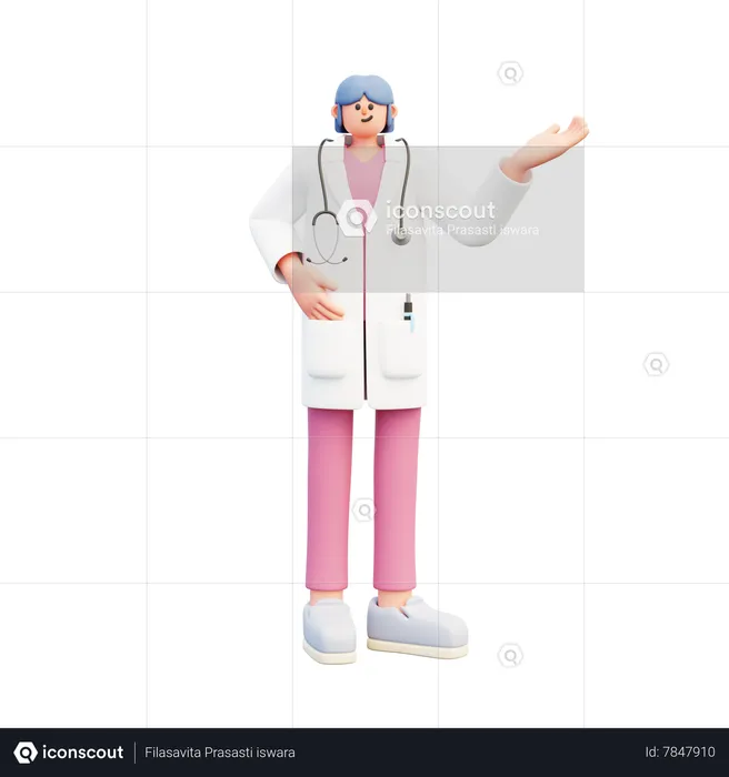 Woman Doctor Giving Presentation  3D Illustration