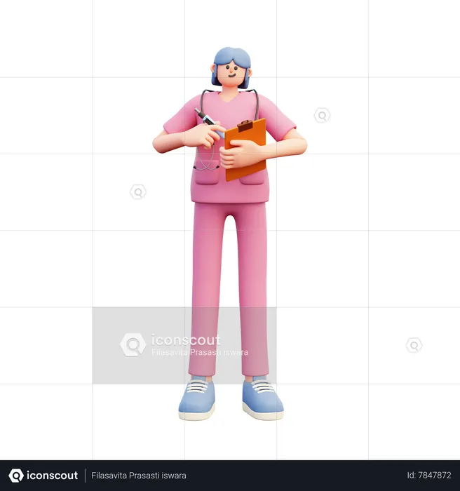 Woman Doctor Writing Medical Report  3D Illustration