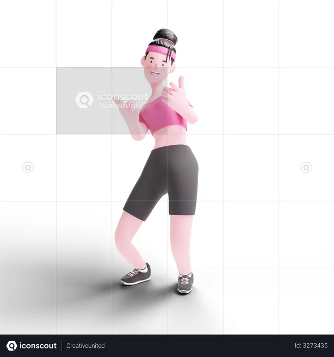 Woman Doin Starching  3D Illustration