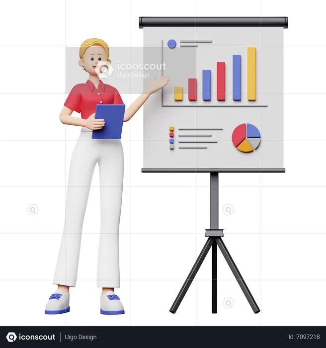 Woman doing Analysis Presentation  3D Illustration