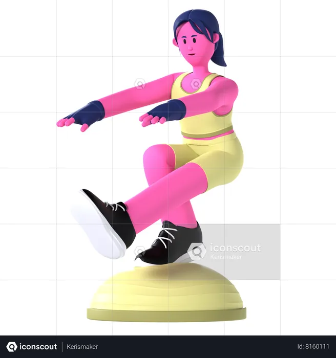 Woman Doing Bosu Ball  3D Illustration