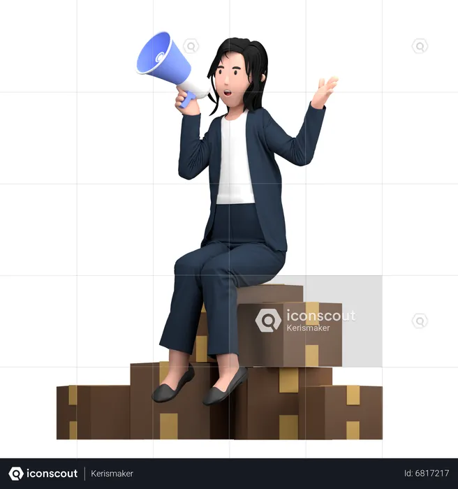 Woman doing Business Marketing  3D Illustration