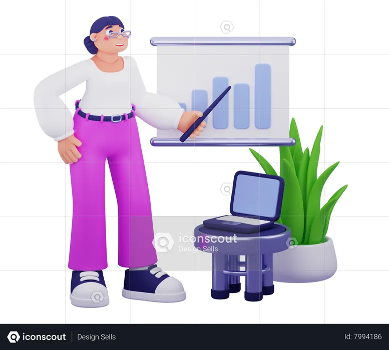 Woman Doing Business Presentation  3D Illustration