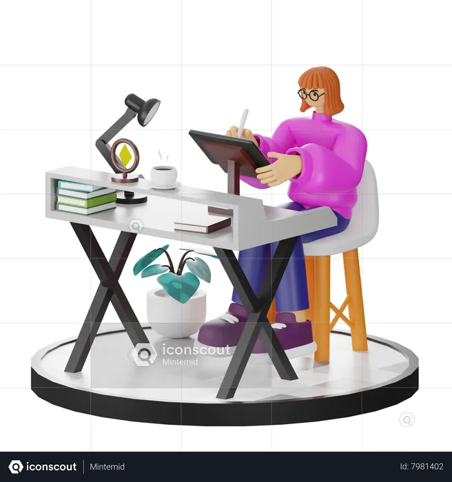 Woman Doing Creative Seeking  3D Illustration