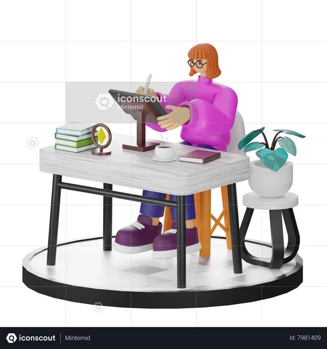 Woman Doing Creative Seeking  3D Illustration