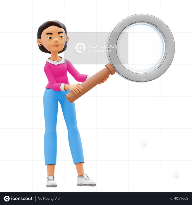 Woman doing data analysis  3D Illustration