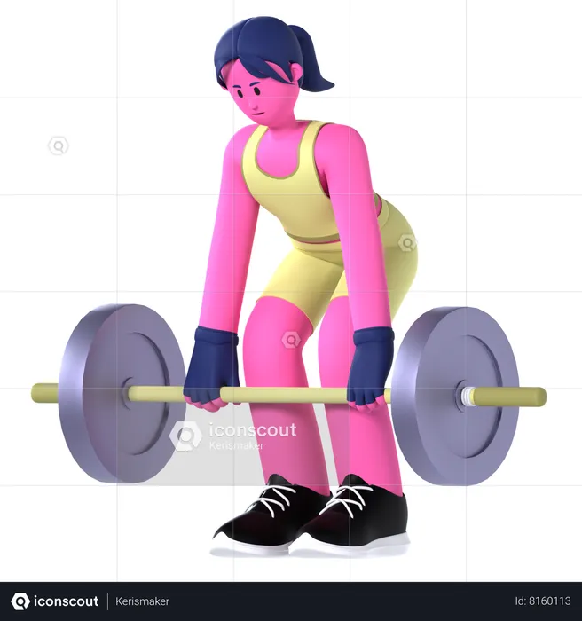 Woman Doing Deadlift  3D Illustration