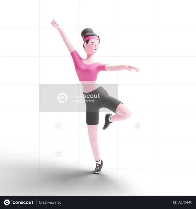 Woman Doing Exercise  3D Illustration