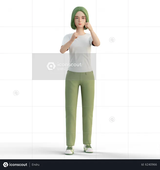 Woman doing fight gesture  3D Illustration