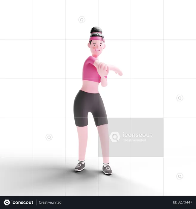 Woman Doing Hand Exercise  3D Illustration