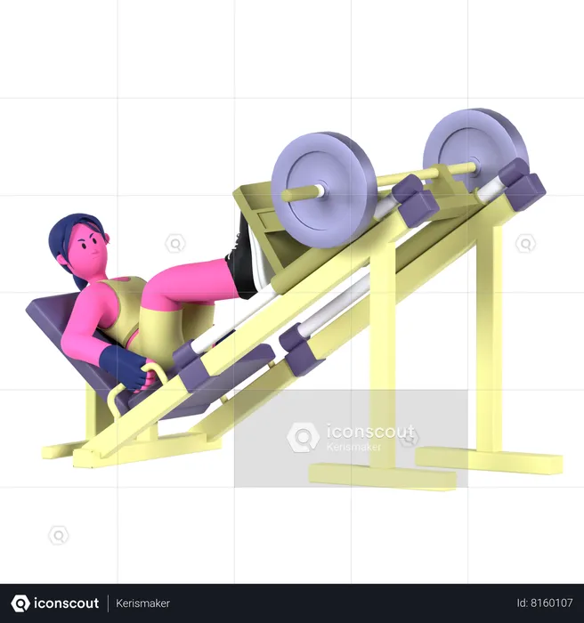 Woman Doing Leg Press  3D Illustration