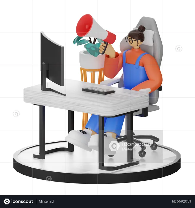 Woman Doing Marketing  3D Illustration