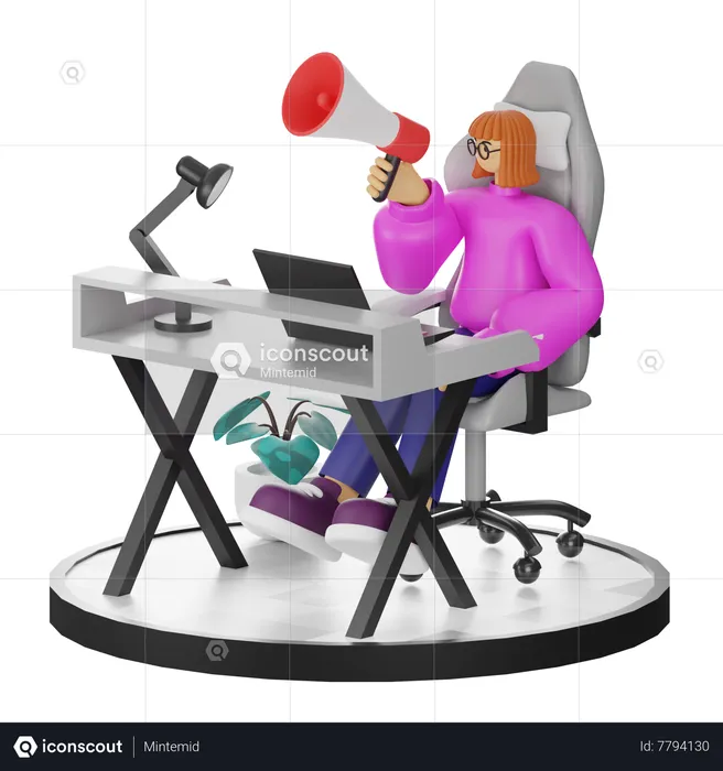 Woman Doing Marketing  3D Illustration