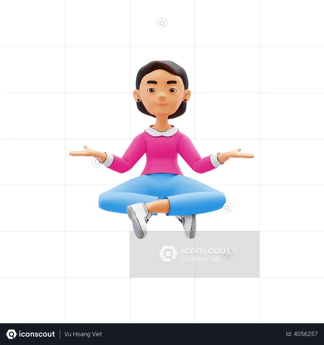 Woman doing meditation  3D Illustration