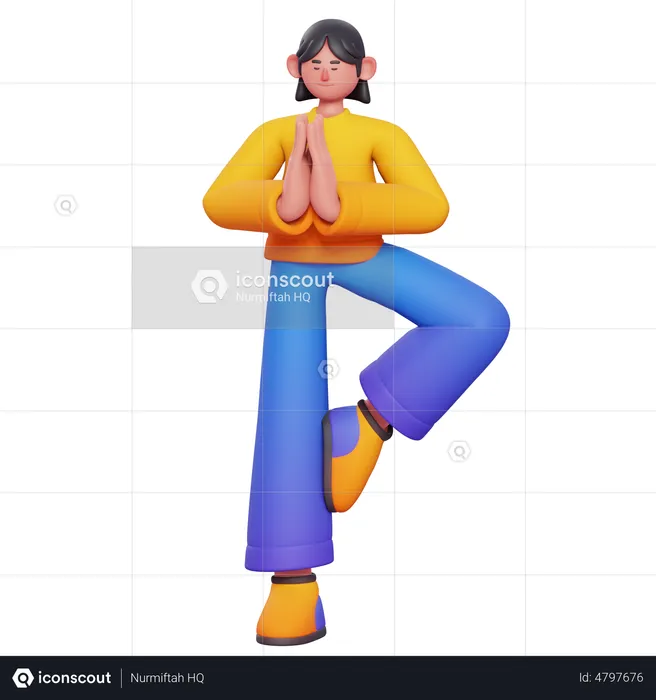 Woman Doing Meditation  3D Illustration