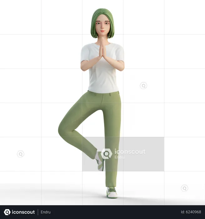 Woman doing namaste hand gesture  3D Illustration