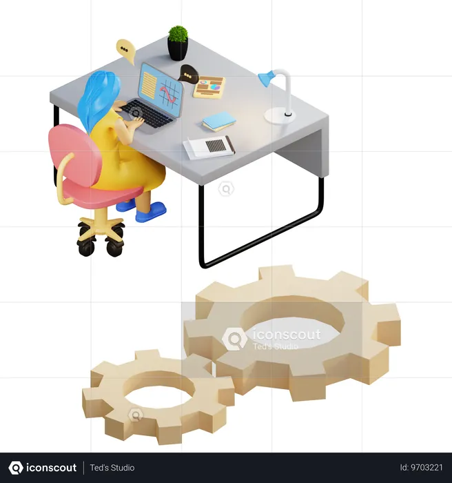 Woman Doing Online Analysis  3D Illustration