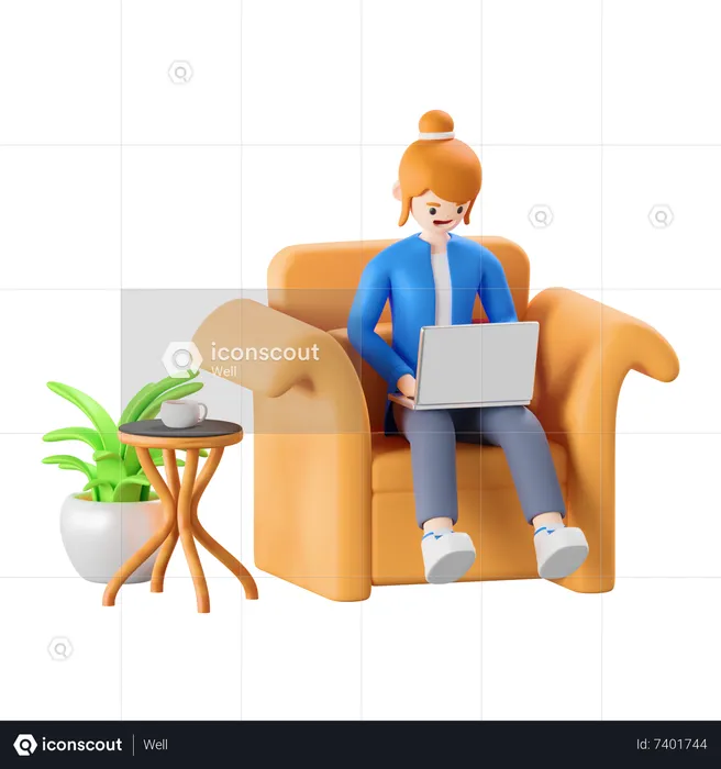 Woman doing online communication  3D Illustration