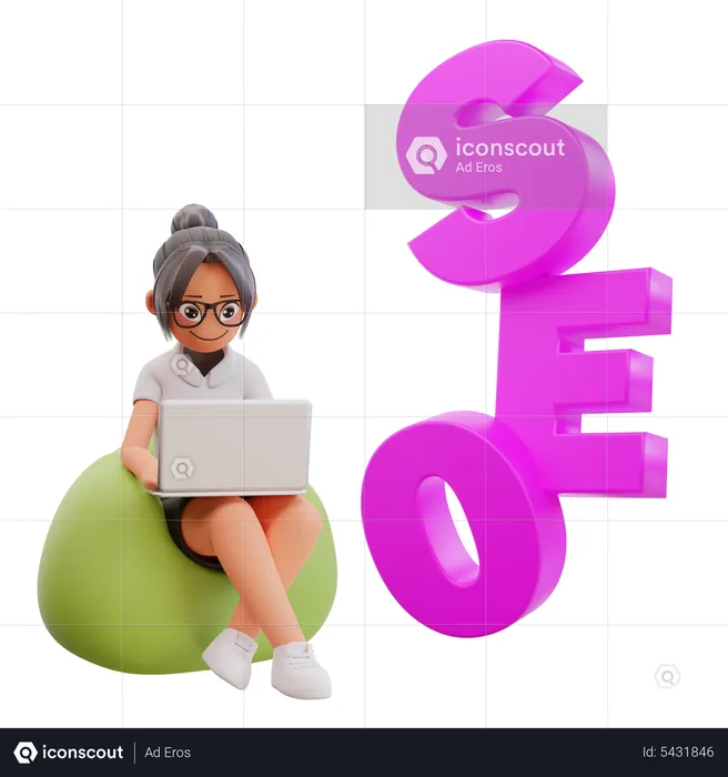 Woman doing online Seo analytics  3D Illustration