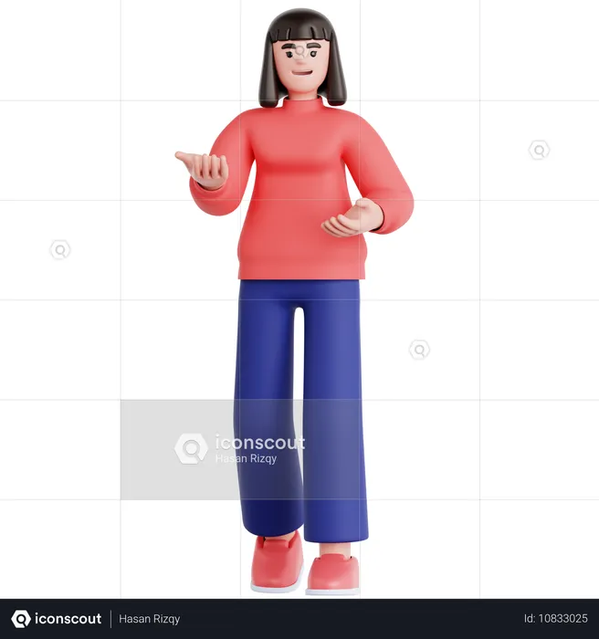 Woman Doing Presentation  3D Illustration