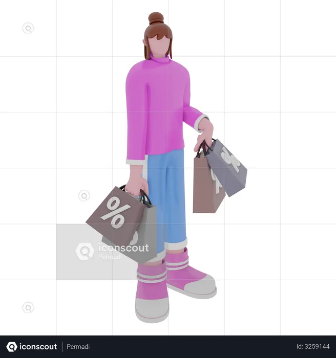 Woman doing Shopping  3D Illustration