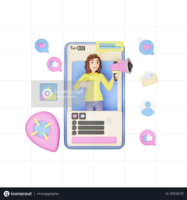 Woman Doing Social Media Marketing  3D Illustration