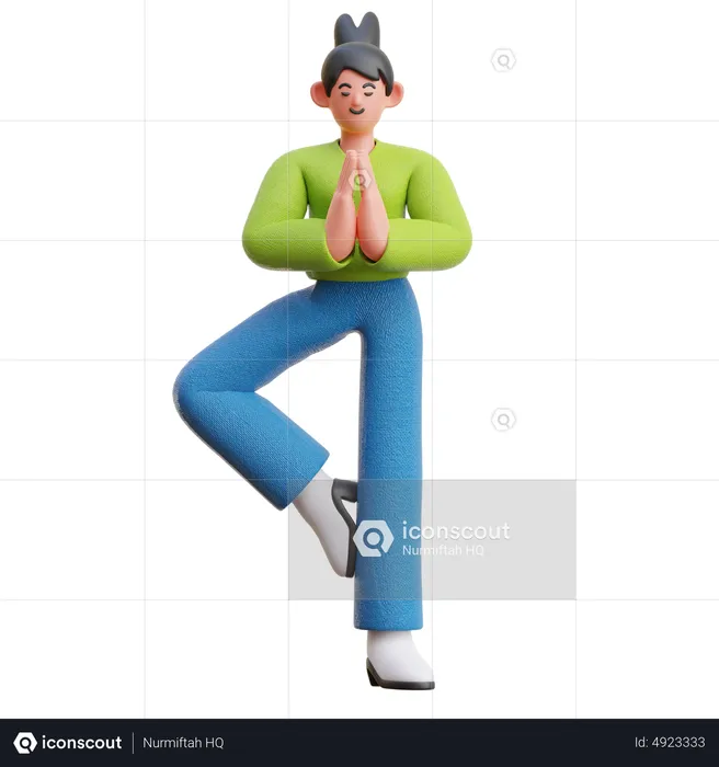 Woman doing Yoga pose  3D Illustration