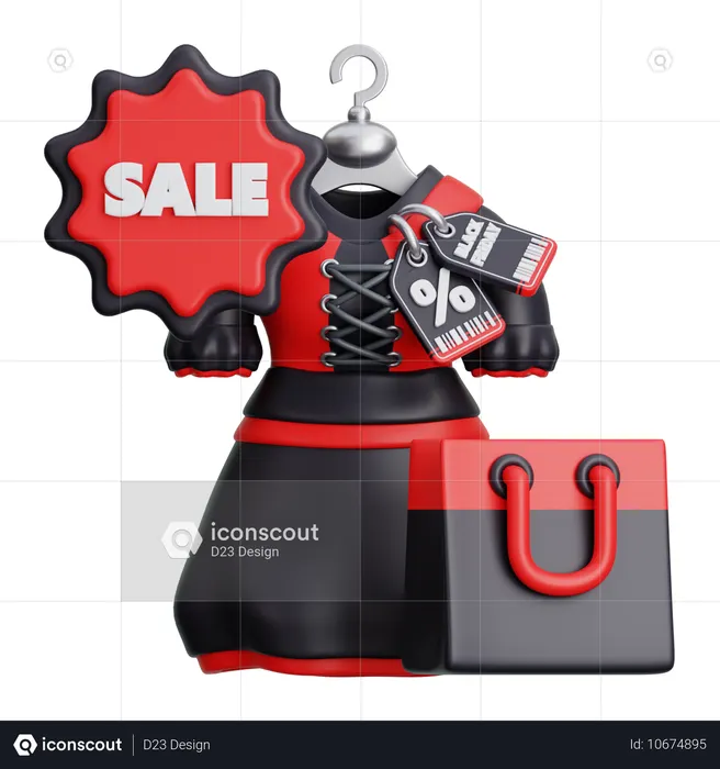 Woman Dress on Sale  3D Icon