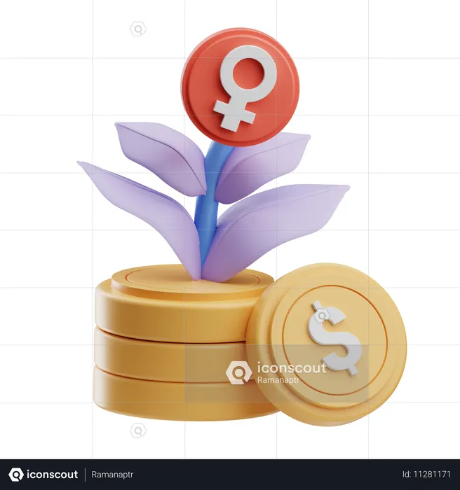 Woman Empowering Growth  3D Icon