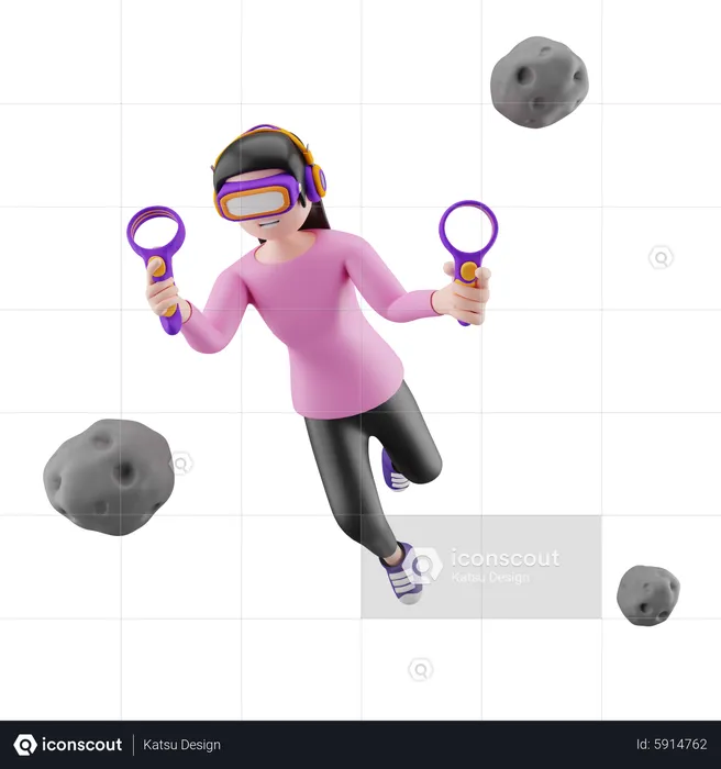 Woman enjoying modern technology  3D Illustration