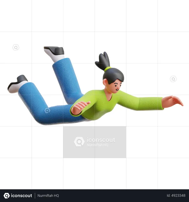 Woman Fall Down  3D Illustration