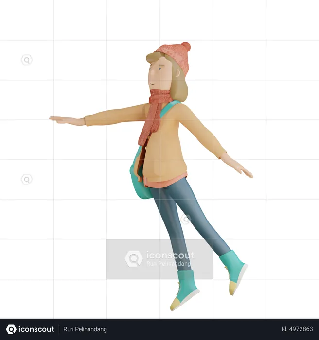 Woman Floating In Air  3D Illustration