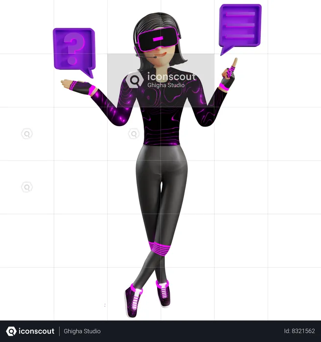 Woman Gaving Answer On Metaverse  3D Illustration