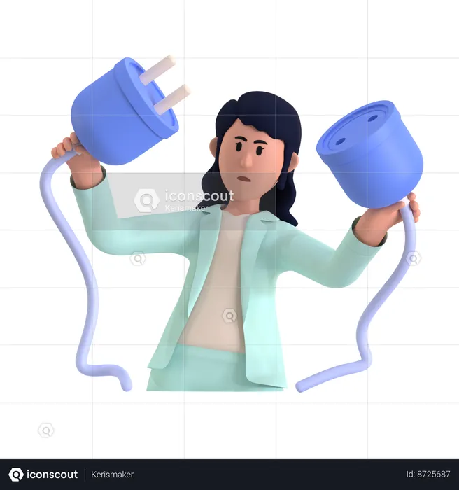 Woman Getting Disconnect  3D Illustration