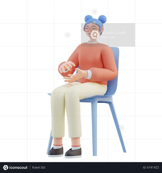 Woman give applause while sitting on chair  3D Illustration