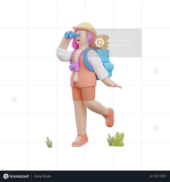 Woman Going Adventure  3D Illustration