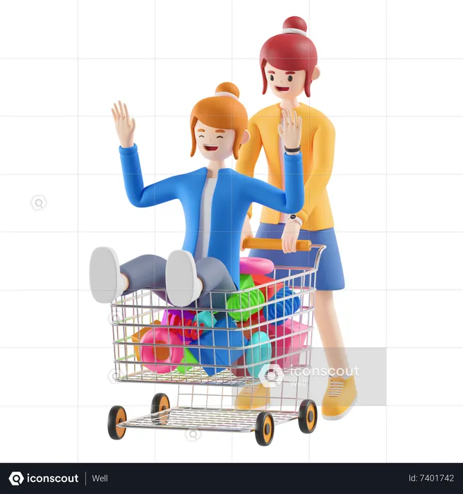 Woman going for shopping  3D Illustration