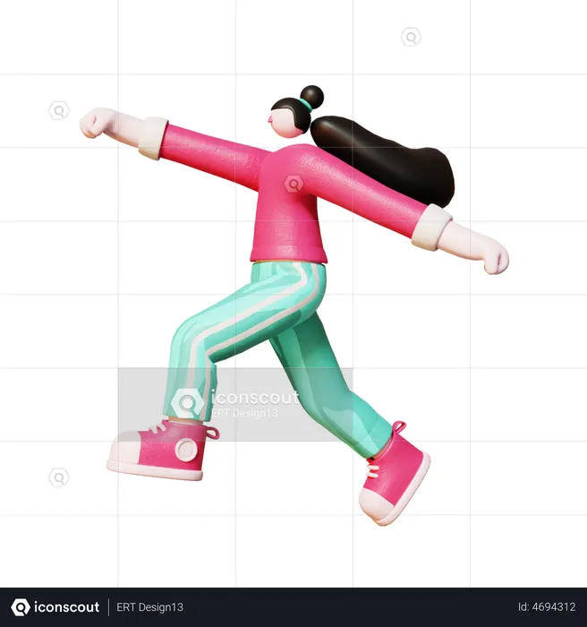 Woman Going to walk  3D Illustration