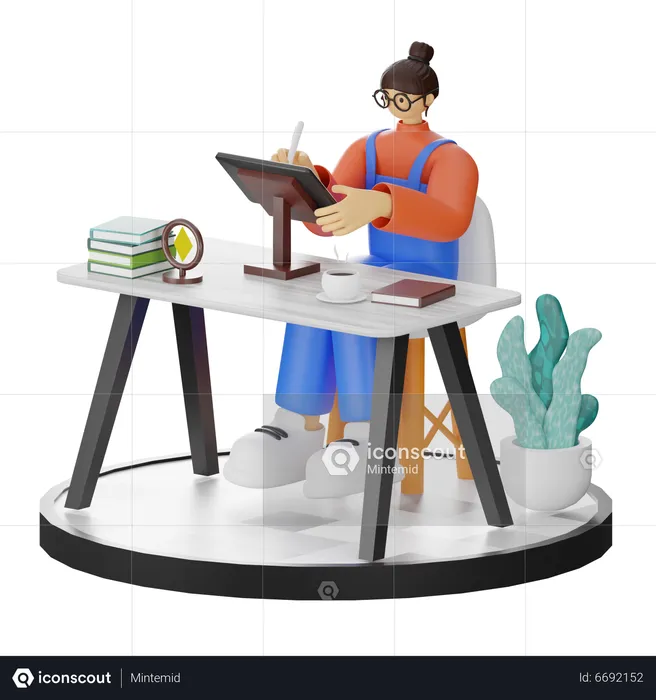 Woman graphic artist  3D Illustration